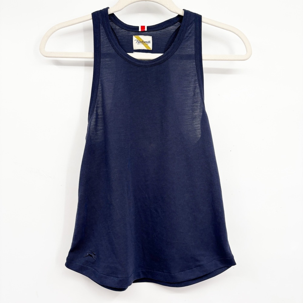 Tracksmith Womens Navy Blue Racerback Preppy Athletic Running Tank Top Small